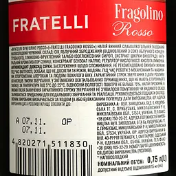 Напій винний Fratelli Fragolino Rosso червоний напівсолодкий 6-6.9% 0.75 л - мініатюра 4