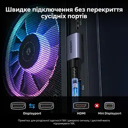 Кабель DisplayPort UGREEN DP137 2.1 кутовий 90° 16K 60 Гц 1 м чорний (85741) - мініатюра 6