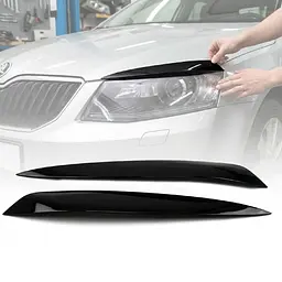 Вії фар для Skoda Octavia A7 2013-2017 Чорні 2 шт Voron Glass (RS10213)