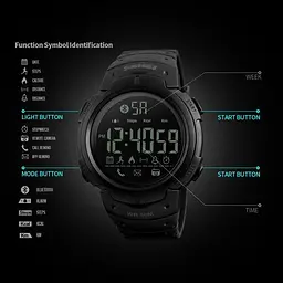 Спортивний смарт годинник Skmei 1301 Шагомер Bluetooth удароміцні Чорні - мініатюра 5