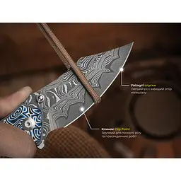 Ніж складаний туристичний Civivi Pentad (8.8 см) Damascus / Micarta синій/білий - мініатюра 13