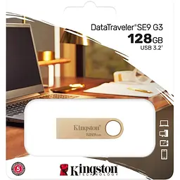 USB флеш-накопичувач Kingston DataTraveler SE9 G3 128GB USB-A 3.2 Gen 1 Gold (DTSE9G3/128GB) [103326] - мініатюра 3