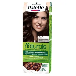 Уцінка. Стійка крем-фарба для волосся Schwarzkopf Palette Naturals, без аміаку, 5-0 Світло-каштановий, 110 мл 