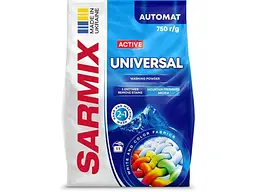 Пральний порошок SARMIX 750 г для всіх типів прання Active Universal