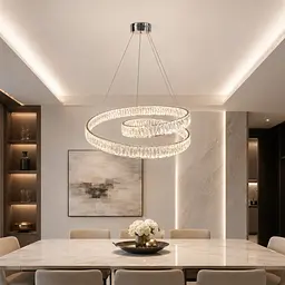 Підвісна кришталева LED-люстра Artlight 555-800CH з переплетеними кільцями, хром, 170 Вт, від 20-30 м²