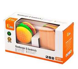 Іграшкові продукти Гамбургер та сендвіч Viga Toys 50810 для дівчаток та хлопчиків - мініатюра 5