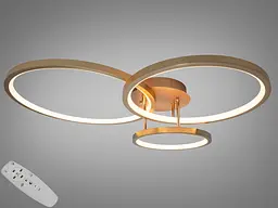 Люстра LED Diasha золото 3 кільця 85Вт пульт