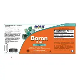 Мінерали Now Foods Бір, 3 мг, Boron 3 mg, 100 вегетаріанських капсул (NF1410) - мініатюра 2