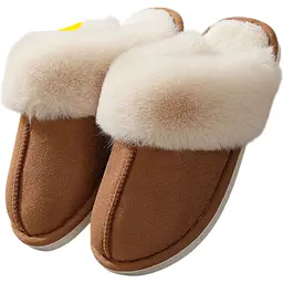 Жіночі домашні капці з хутром Slippers теплі м’які закриті тапочки для дому 38-39 коричневі KT8003812