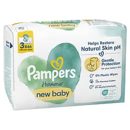 Набір дитячі вологі серветки Pampers Harmonie New Baby Aloe Vera 138 шт. (3 уп. по 46 шт.) - мініатюра 3