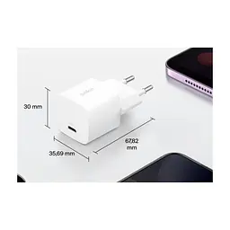 Зарядний пристрій Belkin USB-C PD25W PD3.1 + cable USB-C to USB-C 1.0m white (WCA012KQ1MWH-B6) - мініатюра 4