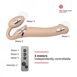 Страпон з вібрацією Strap-On-Me Vibrating Flesh L 19 см тілесний - мініатюра 3