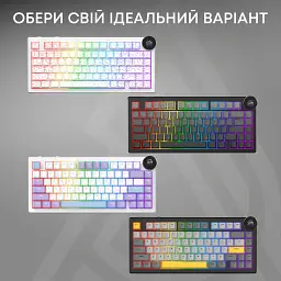 Клавіатура Ajazz AK820 V2 White Peach Switch Wireless/Bluetooth/USB UA Black/Gray (AK820-V2-WP-S-BG) - мініатюра 6