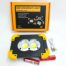 LED Прожектор акумуляторний COB 20Вт світлодіодний ліхтар 5 режимів з функцією Power Bank UKC 802 - мініатюра 3