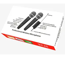 Микрофоны для караоке DPUS DS-02S DOUBLE WIRELESS KARAOKE + echo effect + vol+ battery - мініатюра 4