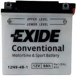 Мото акумулятор EXIDE CONVENTIONAL 6СТ-9Ah Аз 12В 85А (EN) 12N9-4B-1 - мініатюра 2