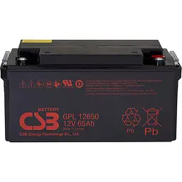 Акумулятор CSB AGM 12V (12V/65Ah/780Wh) (GPL12650) [154017] - мініатюра 2