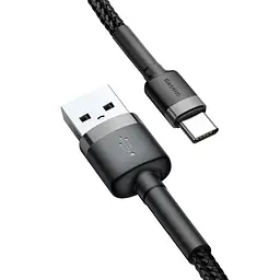 Кабель Baseus Cafule USB to USB-C 3m Grey/Black (CATKLF-UG1) [82110] - мініатюра 2