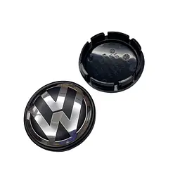 Ковпак колеса Volkswagen чорний срібний пластик 1 шт 56 мм OEM 1j0601171 (ковпачок, заглушка)