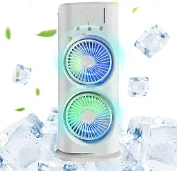 Вентилятор настільний подвійний з охолодженням Double-ended Spray Fan LED-підсвітка 3 швидкості пульт - мініатюра 2