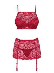 Комплект білизни Obsessive Lividia S/M бордовий - мініатюра 6