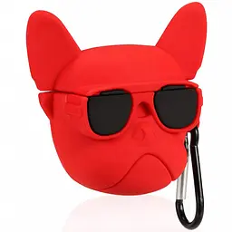 Силіконовий футляр Brand для навушників AirPods 1/2 + карабін Karl Lagerfeld red - мініатюра 2