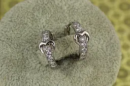 Сережки кільця Хuping Jewelry доріжка із серцем 1,5 см сріблясті