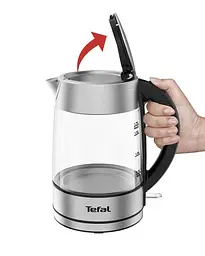 Чайник TEFAL Glass KI772D38, 1.7л, 2200W, сріблясто-чорний - мініатюра 3