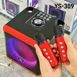 Музичне портативне Вluetooth колонка YS309 10W світлодіодне підсвічування 2 мікрофони 2400 мАч Чорна - мініатюра 3