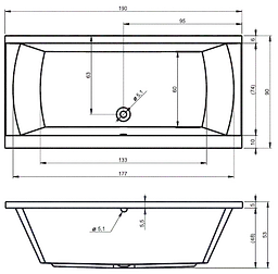 Ванна акрилова Rho Jula 190x90 BA6900500000000 - мініатюра 2