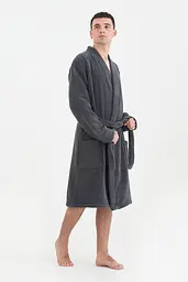 Халат-кімоно unisex Lotus Home - Bold Microcotton antrasit махровий M - мініатюра 4
