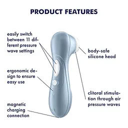 Вакуумний стимулятор клітора Satisfyer Pro 2 16 см блакитний - мініатюра 3
