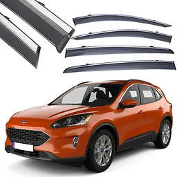 Дефлектори вікон вітровики Benke для Ford Kuga / Escape 2020- Хром Молдинг Нержавіюча сталь 3D (BFDRJ2023-W/S)