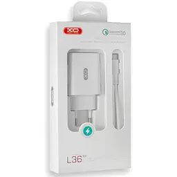 Зарядний пристрій XO L36 QC 3.0 18W/1USB + Type-C Cable White - мініатюра 2