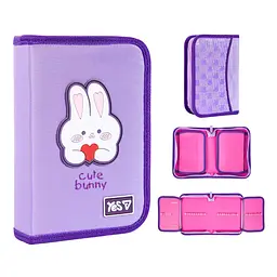 Пенал шкільний Yes одинарний з двома клапанами Cute Bunny HP-04