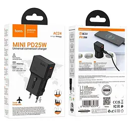 Адаптер мережевий Hoco universal travel charger AC24 Mini 1USB/1Type-C, 20W/3A, PD/QC - мініатюра 2