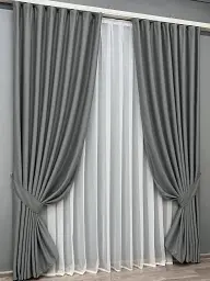 Комплект штор VR-Textil шеніл 2 шт 150x270 см сірий (1592ш) - мініатюра 2