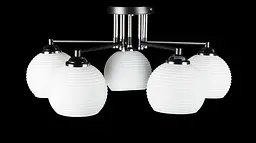 Люстра стельова Splendid Ray LGH60024/5, 5xE27, 220В, 55 см, чорний метал, хром, біле скло, сучасний стиль