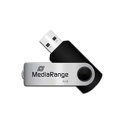 USB флеш накопичувач Mediarange 16GB Black/Silver USB 2.0 (MR910) - мініатюра 2