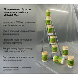 Плівка захисна Alloid з малярною стрічкою 2700 мм x 15 м (PF-0715270) - мініатюра 4