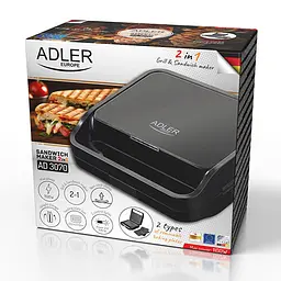 Мультимейкер 2 в 1 Adler AD 3070 black (Бутербродниця — гриль) - мініатюра 7