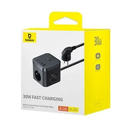 Сітчасте зарядне пристрій Baseus PowerCombo Cube Power Strip 3AC+2U+2C 30W 1.5m EU чорний E00066400117-00 - мініатюра 2