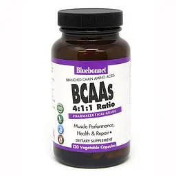 Амінокислота BCAA Bluebonnet Nutrition BCAAs, 120 вегакапсул