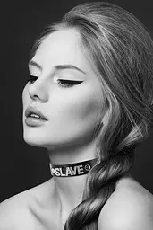 Чокер зі стразами Bijoux Pour Toi - SLAVE, натуральна шкіра - мініатюра 3