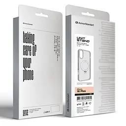 Чехол для Apple iPhone 16 Plus, Unit Stand, серый, MagSafe, противоударный защитный чехол-панель с подставкой, поддержкой магнитных держателей и беспроводной зарядки, защита всего корпуса, силикон + поликарбонат, ArmorStandart (ARM78731) - мініатюра 2