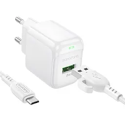 Зарядний пристрій - адаптер з кабелем - набір Borofone BAS42A 1 порт USB + micro кабель білий