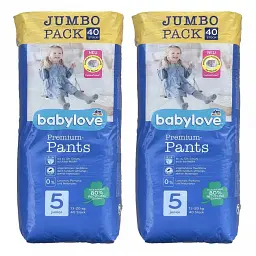 Підгузки-трусики Babylove Premium Розмір 5 junior JUMBOPACK, 13-20 кг, 80 шт