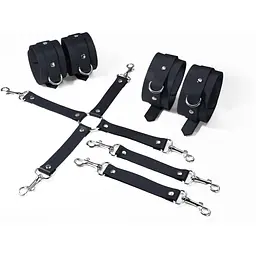 Набір для БДСМ 3 в 1 Feral Feelings BDSM Kit 3 Black, Black, наручники, поножі, хрестовина