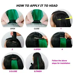Пасмо прямих термостійких волосків на шпильці 60 см Кораловий - мініатюра 5