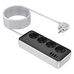 Мережевий подовжувач Hoco AC21 Sunlight 4-bit (1C3A) Desktop Socker Black - мініатюра 2